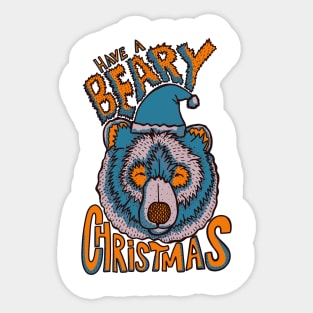 Have a Beary Christmas blue Sticker